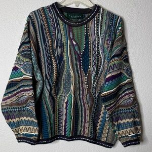 Tundra Vintage Men's Vibrant 3-D Patterned Crewneck Sweater